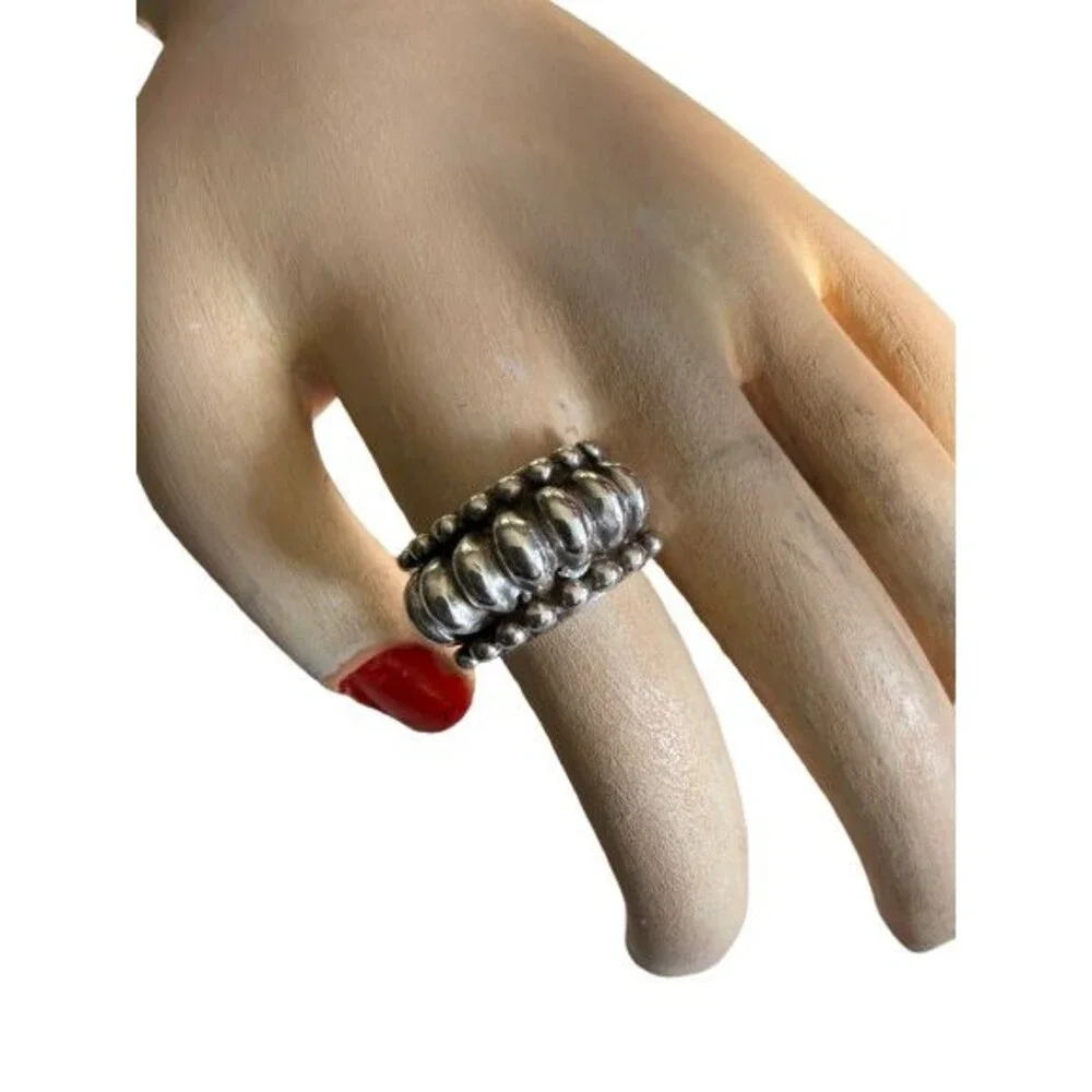Vintage Sterling Silver Bubble Dome Modernist Ring Size 6.75
